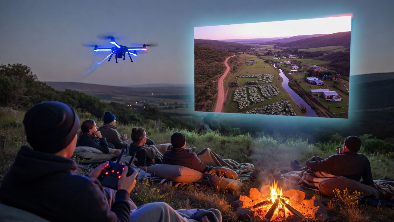 A drone cinema on the hill
